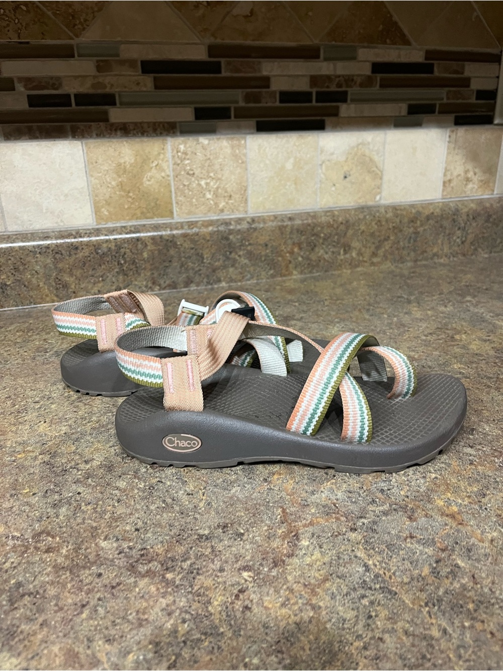 Chaco Women 7 ZX/2 Sandals JCH109532 Pink Green Strappy Hiking Outdoor